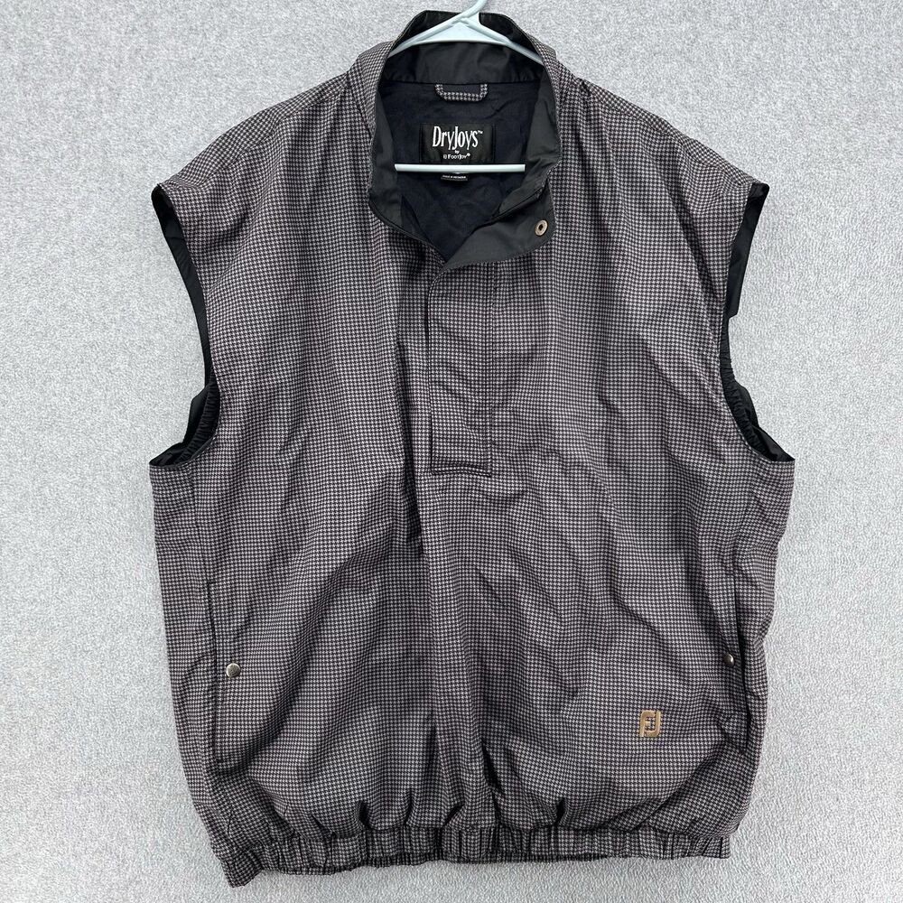 DryJoys by FootJoy Golf Vest Mens XL Wind & Rain Jacket 1/2 Zip Houndstooth